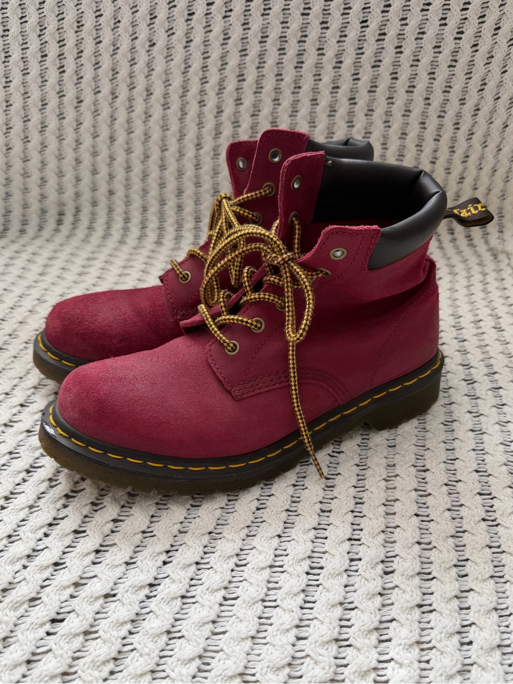 Dr. Martens Rare 939 Burgundy Red Suede Lace-Up Work Combat Boots Women Size 10